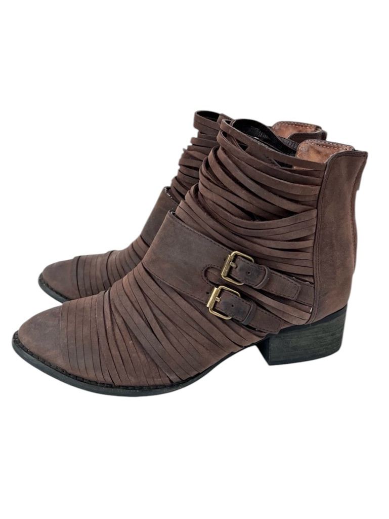 Jeffrey Campbell Boho Strappy Sliced Panel Leather Isley Ankle Boots